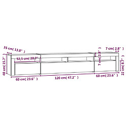 vidaXL Meuble TV avec lumières LED Sonoma gris 240x35x40 cm pas cher