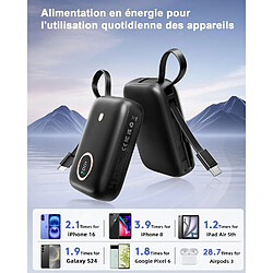 Acheter SANAG Batterie Externe, Mini 10000Mah 22.5 W Power Bank Charge Rapide Chargeur Portable, Câble Usb-C Intégré, Usb C Out & Input, Avec L'Affichage Led Powerbank, Pour Iphone/Samsung/Huawei Etc