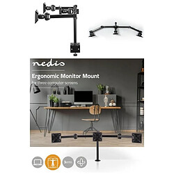 NEDIS Support 3 Ecrans et Moniteur de bureau 3 écrans 14-24" 75x75 / 100x100 Mouvement Intégral