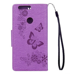 Avis Wewoo Housse Étui Violet pour Huawei Honor 8 Papillons Gaufrage Horizontal en cuir Flip avec support & Slots de cartes Portefeuille & Longe