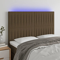 Maison Chic Tête de lit scandinave à LED,meuble de chambre Marron foncé 144x5x118/128 cm Tissu -MN58842