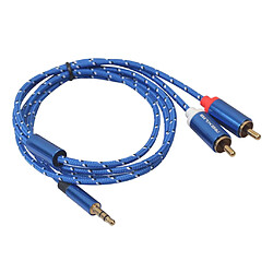 Acheter Câble Audio Bleu Tressé 1/8 '' Jack 3,5 Mm Mâle Vers 2 RCA Mâle 1,8 M