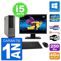 PC Dell 7020 SFF Ecran 19" Intel i5-4570 RAM 4Go Disque 250Go Windows 10 Wifi - Occasion