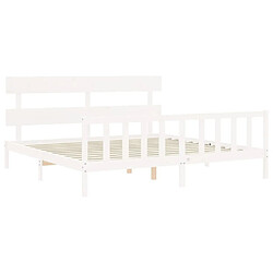 Maison Chic Lit Super King - Cadre de lit avec tête de lit blanc bois massif -MN16549 pas cher