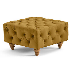 Lisa Design Walter - pouf chesterfield en velours - pieds bois Walter - pouf chesterfield en velours - pieds bois - Jaune