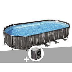 Kit piscine tubulaire ovale Bestway Power Steel décor bois 7,32 x 3,66 x 1,22 m + Pompe à chaleur