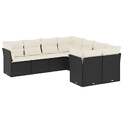 vidaXL Salon de jardin 8 pcs avec coussins noir résine tressée