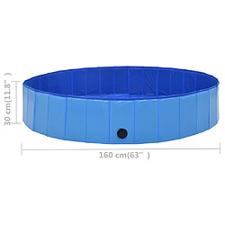 vidaXL Piscine pliable pour chiens Bleu 160x30 cm PVC pas cher