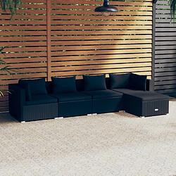 Maison Chic Salon de jardin 5 pcs + coussins - Mobilier/Meubles de jardin - Table et chaises d'extérieur Résine tressée Noir -MN79624