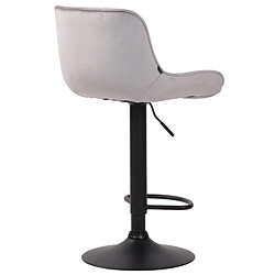 Acheter Decoshop26 Tabouret de bar chaise haute x1 en velours gris coutures verticales support en métal noir 10_0005113