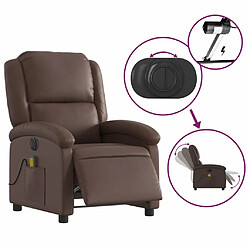 Maison Chic Fauteuil Relax pour salon, Fauteuil de massage inclinable électrique marron similicuir -GKD98674 pas cher