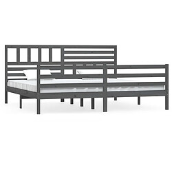 vidaXL Cadre de lit sans matelas bois massif gris 200x200 cm