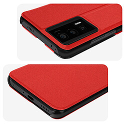 Avizar Étui Folio pour Xiaomi Poco F5 Pro Fenêtre D'Affichage Support Vidéo Rouge pas cher