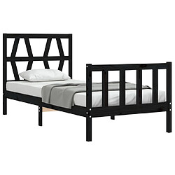 Acheter Maison Chic Lit adulte - Cadre Structure de lit avec tête de lit Contemporain noir simple bois massif -MN85958