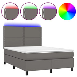 vidaXL Sommier à lattes de lit avec matelas et LED Gris 140x190 cm