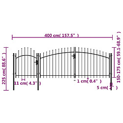 Acheter vidaXL Portail de jardin Acier 2,25 x 4 m Noir