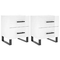 Maison Chic Lot de 2 Tables de chevet,Table de nuit,Table d'appoint pour salon blanc brillant 40x35x47,5 cm -MN37961