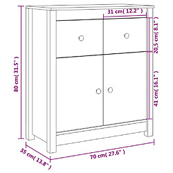 vidaXL Buffet noir 70x35x80 cm bois massif de pin pas cher