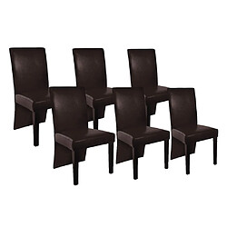 vidaXL Chaises à manger lot de 6 marron foncé similicuir 