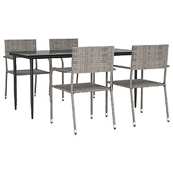 vidaXL Ensemble à manger de jardin 5pcs gris/noir résine tressée/acier