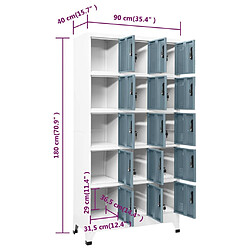 vidaXL Armoire à casiers Gris clair et gris foncé 90x40x180 cm Acier pas cher