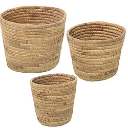 Set de pots de fleurs Alexandra House Living Marron Rotin Fibre naturelle 3 Pièces