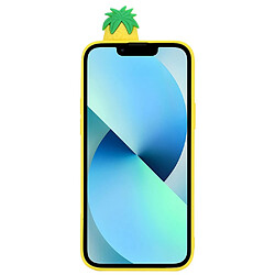 Coque en silicone décor de personnage de dessin animé 3D anti-chute pour votre iPhone 14 Plus - ananas