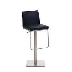 Decoshop26 Tabouret de bar x1 avec repose-pieds plaque de base carrée en acier inoxydable assise en PVC noir 10_0005308