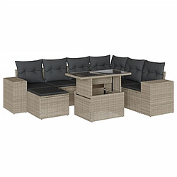 vidaXL Salon de jardin 8 pcs avec coussins gris clair résine tressée