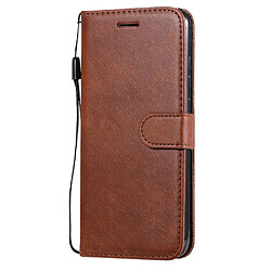 Etui en PU couleur unie avec support marron pour votre Xiaomi Redmi Note 8T