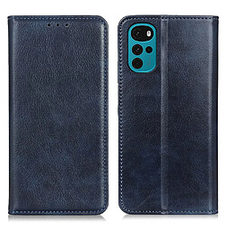 Etui en PU texture litchi, fermeture automatique magnétique avec support bleu pour votre Motorola Moto G22