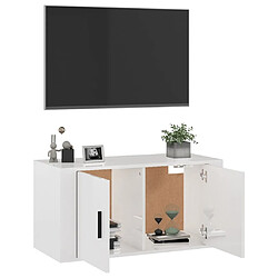 Maison Chic Meuble TV scandinave mural Banc TV suspendu pour salon - Blanc brillant 80x34,5x40 cm -MN42862 pas cher