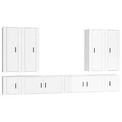 Maison Chic Ensemble de meubles TV 8 pcs pour salon - Blanc brillant Bois d'ingénierie -MN77563