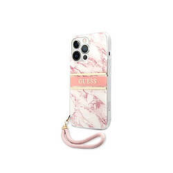 Guess Maroquinerie Guess Coque pour Apple iPhone 13 Pro Marble Strap Rose