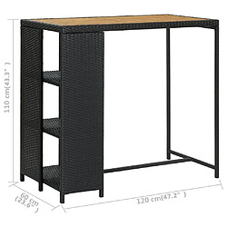 vidaXL Table de bar avec rangement Noir 120x60x110 cm Résine tressée pas cher