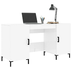 Avis Maison Chic Bureau,Table de travail,bureau de travail pour chambre Blanc brillant 140x50x75 cm Bois d'ingénierie -GKD64422