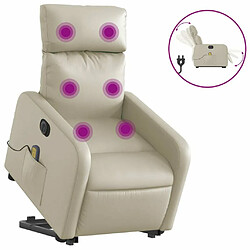 Maison Chic Fauteuil Relax pour salon, Fauteuil inclinable de massage électrique crème similicuir -GKD79146