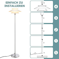 Autres Temps ZMH Lampadaire LED noir/blanc Lampadaire E27 1 flamme avec interrupteur à pied Métal pas cher