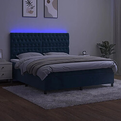 Acheter Maison Chic Lit adulte- Lit + matelas + LED,Sommier à lattes de lit matelas et LED Bleu foncé 160x200 cm -GKD23398