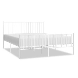 Maison Chic Lit adulte - Lit simple Cadre de lit métal avec tête de lit/pied de lit,Structure du lit Contemporain pour chambre blanc 150x200cm -MN22449