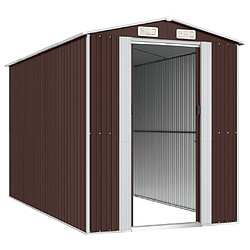 Avis Helloshop26 Abri de jardin cabane cabanon maison de stockage remise extérieur hangar outils robuste foncé 192 x 357 x 223 cm acier galvanisé marron 02_0022319