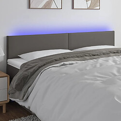 Maison Chic Tête de lit scandinave à LED,meuble de chambre Gris 200x5x78/88 cm Similicuir -MN94378