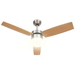 Avis vidaXL Ventilateur de plafond lampe et télécommande 108cm Marron clair