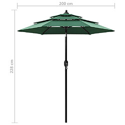 vidaXL Parasol de jardin à 3 niveaux avec mât en aluminium vert 2 m pas cher