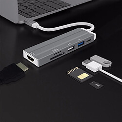 6 en 1 USB Type C Hub USB Hdmi 4K C Hub Gigabit Ethernet Rj45 Adapter Lan