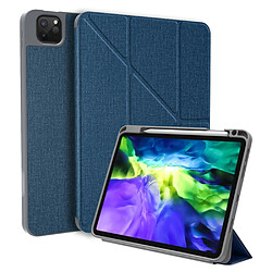 Etui en PU avec support et porte-stylo bleu pour votre Apple iPad Pro 12.9 pouces (2021/2020/2018)