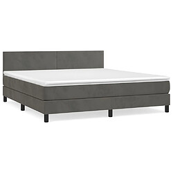 Maison Chic Lit adulte- Lit + matelas,Sommier à lattes de lit et matelas Gris foncé 180x200cm Velours -GKD72642