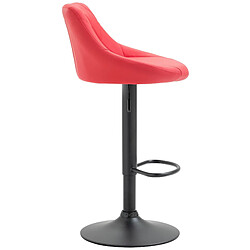 Acheter Decoshop26 Tabouret de bar en synthétique rouge pivotant avec repose-pieds métal noir coutures décoratives TDB10586