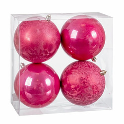 BigBuy Christmas Boules de Noël Fraise Plastique 10 x 10 x 10 cm (4 Unités)