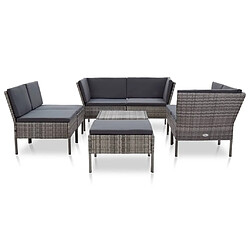 vidaXL Salon de jardin 8 pcs avec coussins résine tressée gris